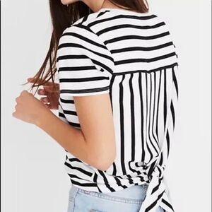 Madewell Striped Tie-Back Tee Bright Ivory Black Stripes